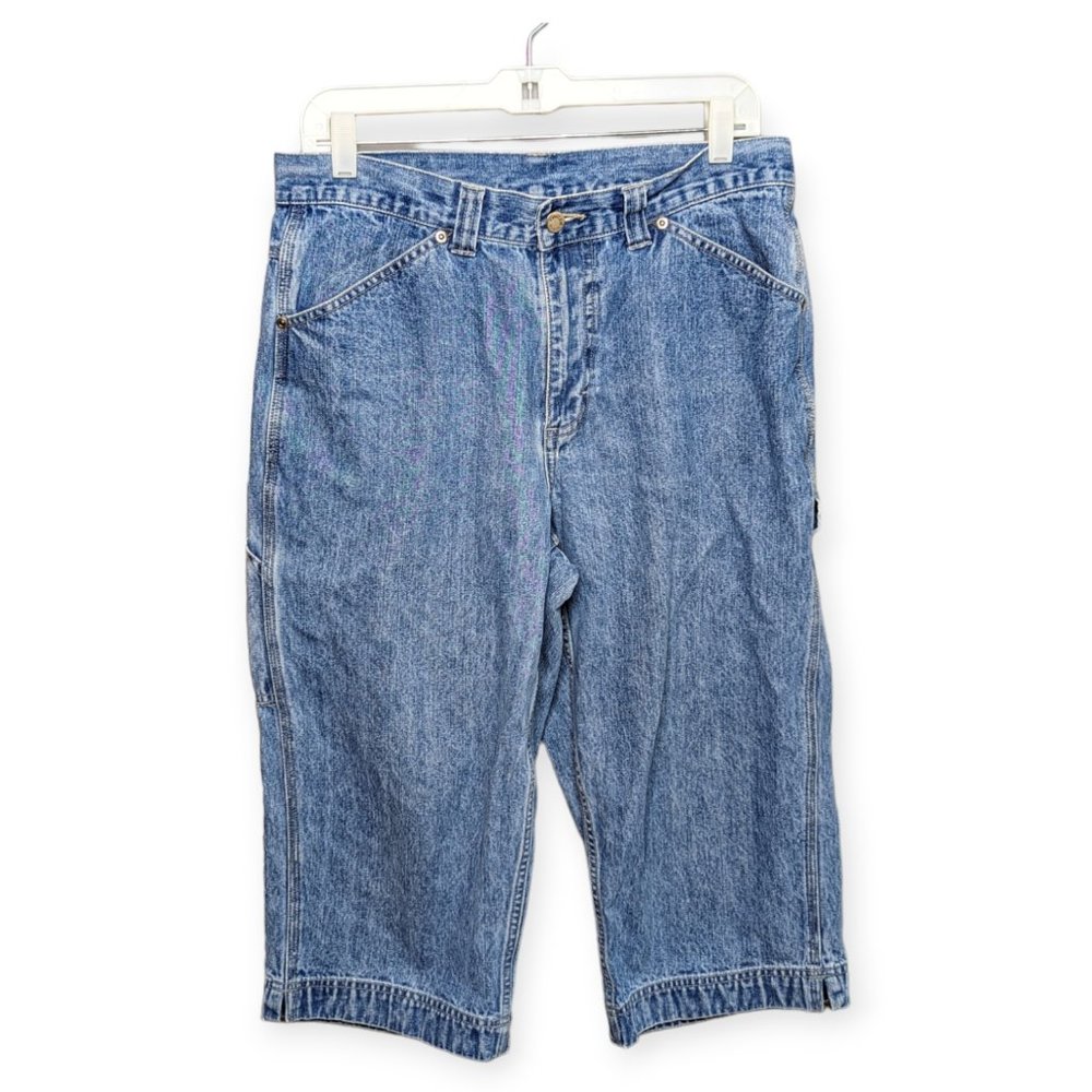 Vintage Lee Riveted Retro Stone Washed Carpenter Cropped Jeans Size 12